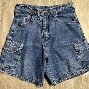 Vintage Barlow Denim Cargo Shorts Baggy Skater Y2K Jorts Size 9/10